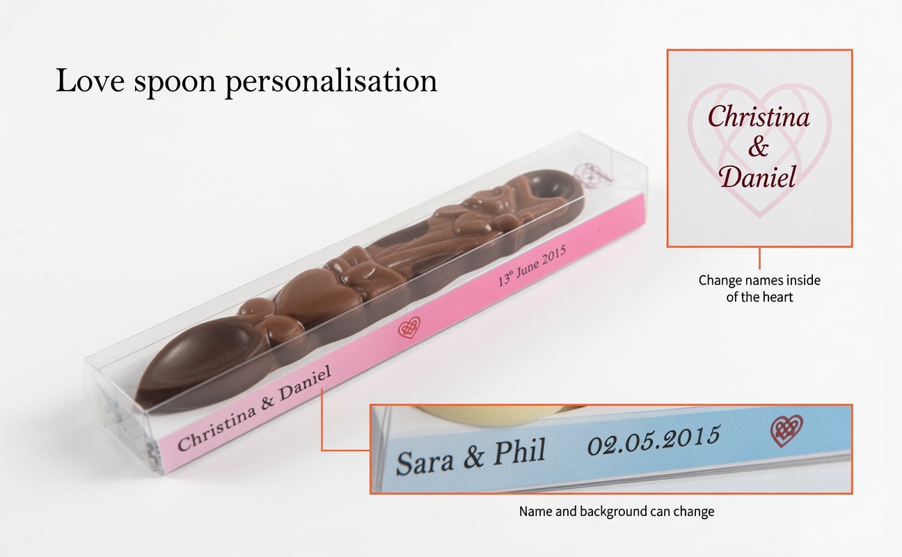 chocolate love spoon wedding favour